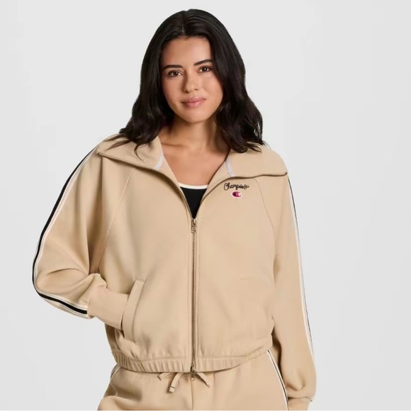 NWT Champion Women’s Track Jacket - Tan Pique Zip Up - Size Medium - Picture 6 of 6